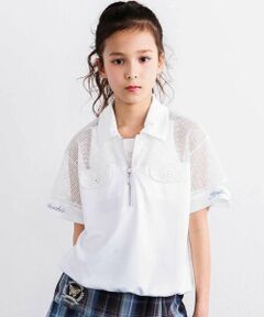 nexchic / ネクシック Tシャツ | 切り替えメッシュハーフジップTシャツ(110~150cm)