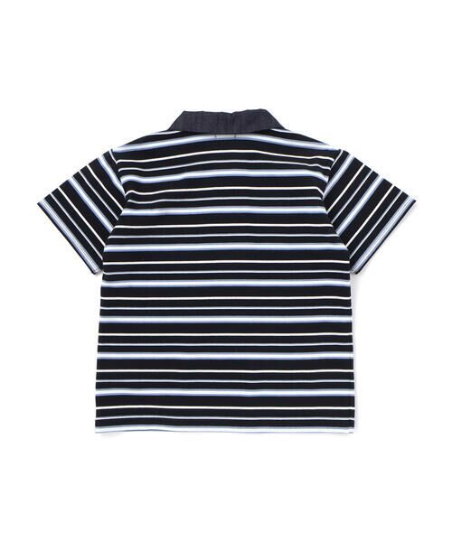 nexchic / ネクシック ポロシャツ | ロゴパッチボーダーハーフジップポロシャツ(110~150cm) | 詳細5