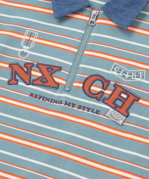 nexchic / ネクシック ポロシャツ | ロゴパッチボーダーハーフジップポロシャツ(110~150cm) | 詳細14