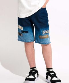 nexchic / ネクシック ショート・ハーフ・半端丈パンツ | グラデーションデニムワイドショートパンツ(110~150cm)