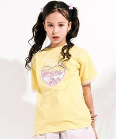 nexchic / ネクシック Tシャツ | 【接触冷感】袖レースハートパッチ天竺Tシャツ(110~150cm)