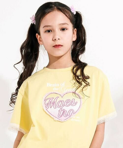nexchic / ネクシック Tシャツ | 【接触冷感】袖レースハートパッチ天竺Tシャツ(110~150cm) | 詳細17