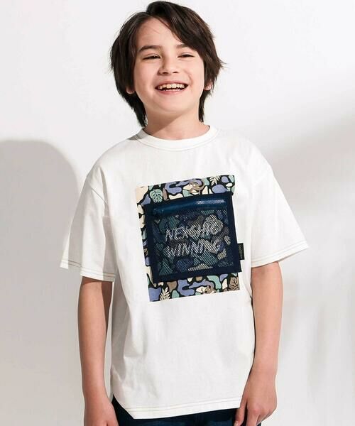 nexchic / ネクシック Tシャツ | 【接触冷感】迷彩柄メッシュポケット付き天竺Tシャツ(110~150cm)（ホワイト）