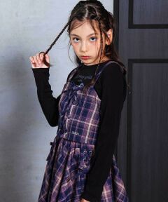 nexchic / ネクシック Tシャツ | チェックレースアップビスチェ＆ロゴプリントTシャツセット(110~150cm)