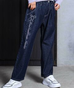 nexchic / ネクシック デニムパンツ | リボン刺しゅうラインストーンストレートデニムパンツ(110~150cm)