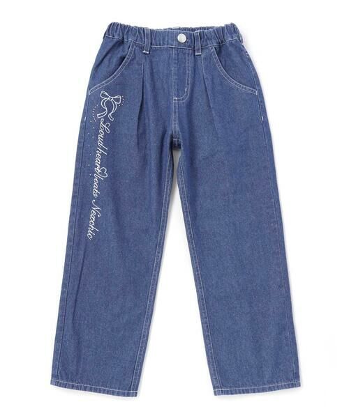nexchic / ネクシック デニムパンツ | リボン刺しゅうラインストーンストレートデニムパンツ(110~150cm)（ブルー）