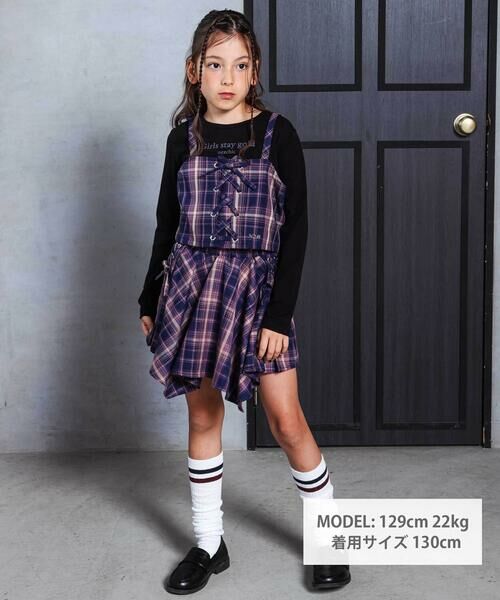 nexchic / ネクシック ショート・ハーフ・半端丈パンツ | サイドレースアップギャザーチェックスカパン(110~150cm) | 詳細1