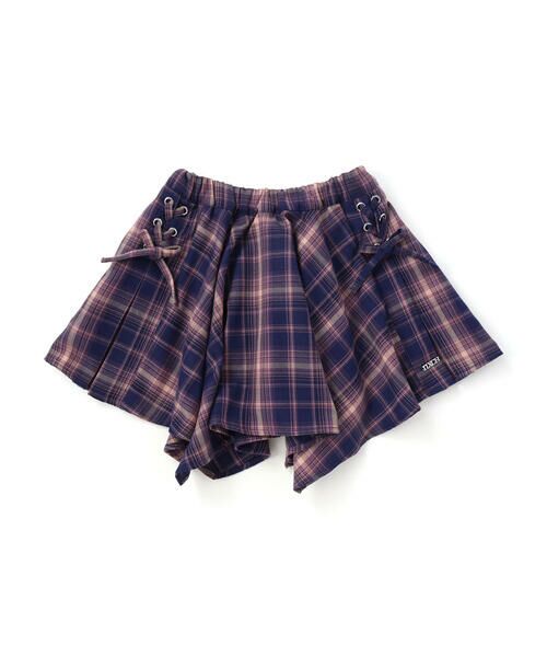 nexchic / ネクシック ショート・ハーフ・半端丈パンツ | サイドレースアップギャザーチェックスカパン(110~150cm) | 詳細5
