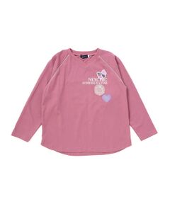 nexchic / ネクシック Tシャツ | ロゴワッペン＆リボンディテールラグランロゴTシャツ(110~150cm)