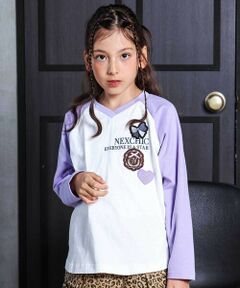 nexchic / ネクシック Tシャツ | ロゴワッペン＆リボンディテールラグランロゴTシャツ(110~150cm)