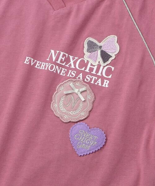 nexchic / ネクシック Tシャツ | ロゴワッペン＆リボンディテールラグランロゴTシャツ(110~150cm) | 詳細4