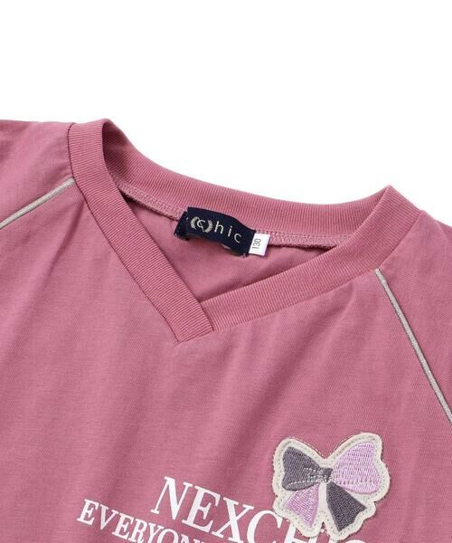 nexchic / ネクシック Tシャツ | ロゴワッペン＆リボンディテールラグランロゴTシャツ(110~150cm) | 詳細2