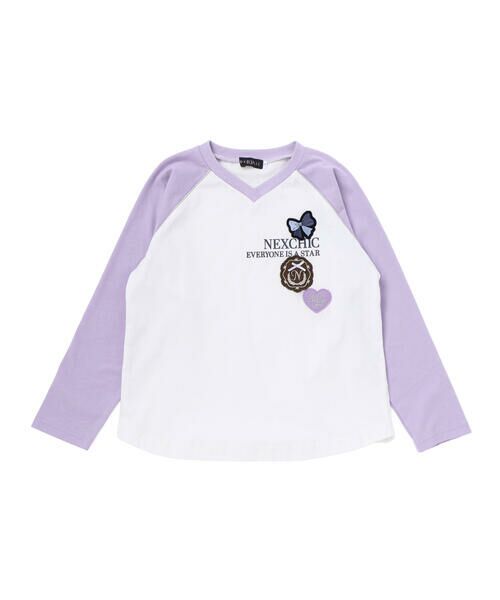 nexchic / ネクシック Tシャツ | ロゴワッペン＆リボンディテールラグランロゴTシャツ(110~150cm) | 詳細13