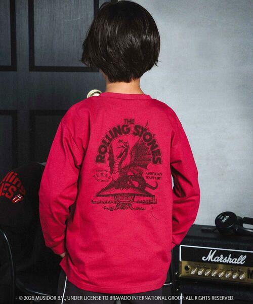 nexchic / ネクシック Tシャツ | 【ザ・ローリング・ストーンズｘNEXCHIC】天竺フロッキープリントTシャツ(110~150cm)（レッド）