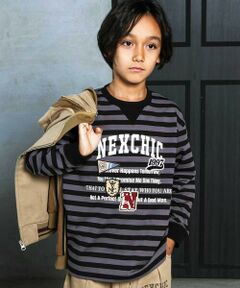 nexchic / ネクシック Tシャツ | ボーダーワッペン付きTシャツ(110~150cm)