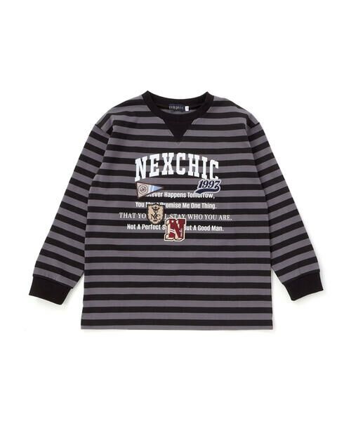 nexchic / ネクシック Tシャツ | ボーダーワッペン付きTシャツ(110~150cm) | 詳細2