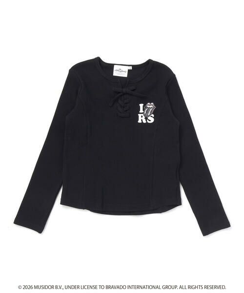 nexchic / ネクシック Tシャツ | 【ザ・ローリング・ストーンズｘNEXCHIC】編み上げリブTシャツ(110~150cm)（ブラック）