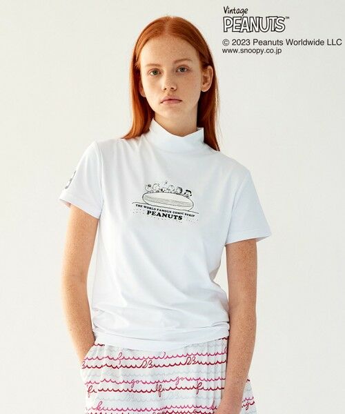 【PEANUTS】【WOMEN】スヌーピーコラボ モックネックシャツ