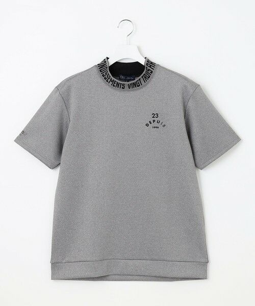 【MEN】【吸水速乾・UVケア】衿ロゴ モックネックシャツ