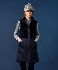 23区GOLF / ニジュウサンンクゴルフ ロング・マキシ丈ワンピース | 【WOMEN】フェイクファー×キルト ワンピース 1枚で暖かい寒い日の防寒アイテムに◎