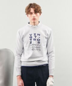 【MEN】【ウォッシャブル】ロゴインターシャ ポリエステルニット