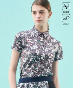 【WOMEN】【吸水速乾/UVカット】パリマップ総柄ポロシャツ