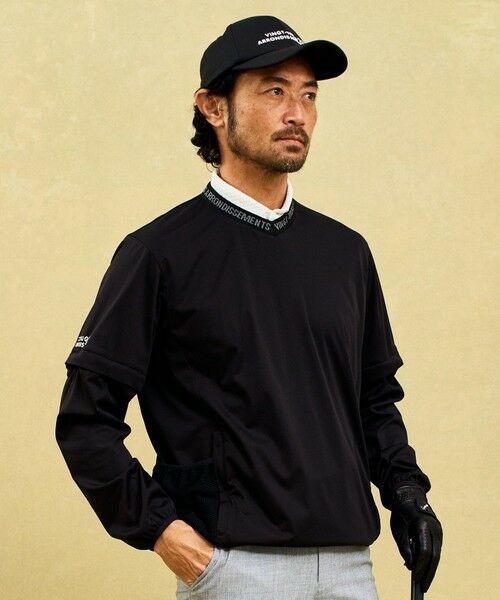 23区GOLF/ニジュウサンンクゴルフ 【MEN】【撥水/防風/ストレッチ】シワになりにくい大きめポケット付きエアリージャージープルオーバー ブラック系 M 23区GOLF/ニジュウサンンクゴルフ 【MEN】【撥水/防風/ストレッチ】シワになりにくい大きめポケット付きエアリージャージープルオーバー ブラック系 M