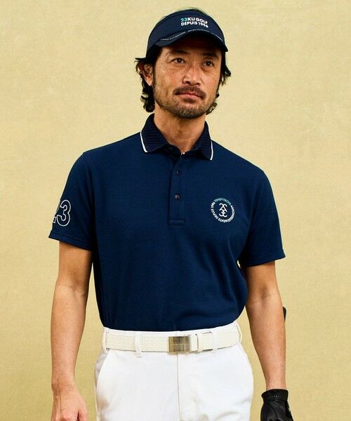 23区GOLF / ニジュウサンンクゴルフ ポロシャツ | 【MEN】ナンバリングカノコ半袖ポロシャツ(ネイビー系)