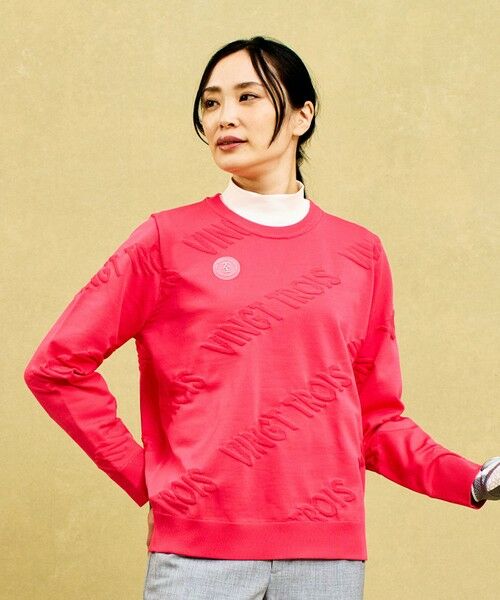 23区GOLF/ニジュウサンンクゴルフ 【WOMEN】【ウォッシャブル】シワになりにくいロゴスポーツニット イージーケア ピンク系 3 23区GOLF/ニジュウサンンクゴルフ 【WOMEN】【ウォッシャブル】シワになりにくいロゴスポーツニット イージーケア ピンク系 3
