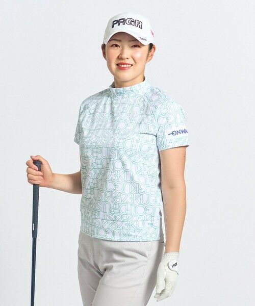 23区GOLF/ニジュウサンンクゴルフ 【WOMEN】フェアウェイに映えるビッグロゴ モックネック 黄緑系5 3 23区GOLF/ニジュウサンンクゴルフ 【WOMEN】フェアウェイに映えるビッグロゴ モックネック 黄緑系5 3
