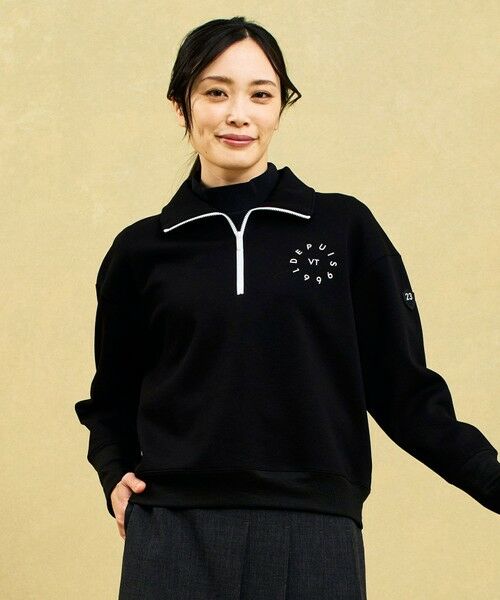 23区GOLF/ニジュウサンンクゴルフ 【WOMEN】【UVカット】トレンド感抜群のビッグシルエット!ハーフジップスウェット ブラック系 1 23区GOLF/ニジュウサンンクゴルフ 【WOMEN】【UVカット】トレンド感抜群のビッグシルエット!ハーフジップスウェット ブラック系 1