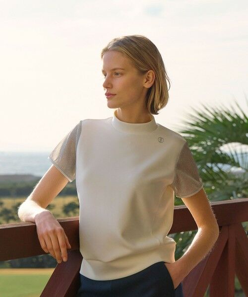 23区GOLF / ニジュウサンンクゴルフ スウェット | 【WOMEN】シアーラメ袖デザイン ライトダンボールモックネック | 詳細4