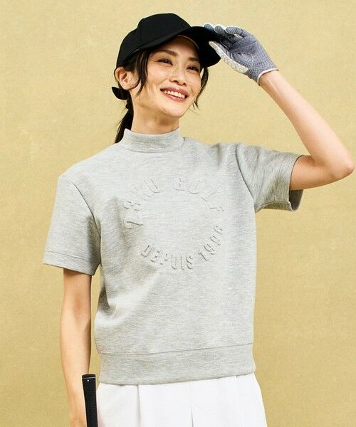 23区GOLF/ニジュウサンンクゴルフ 【WOMEN】【吸水速乾/UVケア】長めの半袖丈でトレンドのモードスタイル!スウェットモックネック ライトグレー系 1 23区GOLF/ニジュウサンンクゴルフ 【WOMEN】【吸水速乾/UVケア】長めの半袖丈でトレンドのモードスタイル!スウェットモックネック ライトグレー系 1