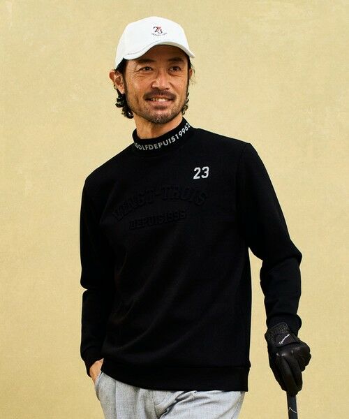 23区GOLF/ニジュウサンンクゴルフ 【MEN】【UVカット】ストレッチ性抜群!パターンからゴルフに合わせたしっかり素材のカノコダンボールモック ブラック系 LL 23区GOLF/ニジュウサンンクゴルフ 【MEN】【UVカット】ストレッチ性抜群!パターンからゴルフに合わせたしっかり素材のカノコダンボールモック ブラック系 LL
