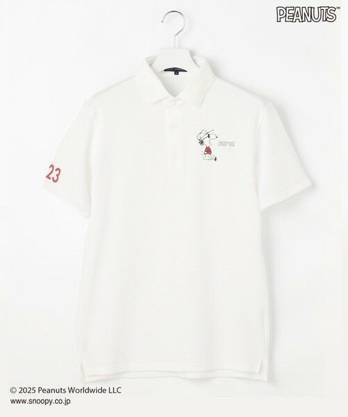 23区GOLF/ニジュウサンンクゴルフ 【MEN】『PEANUTS』コラボ 「JOE COOL」半袖ポロシャツ ホワイト系 L 23区GOLF/ニジュウサンンクゴルフ 【MEN】『PEANUTS』コラボ 「JOE COOL」半袖ポロシャツ ホワイト系 L