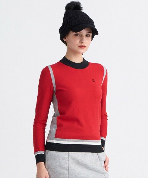 23区GOLF/ニジュウサンンクゴルフ 【WOMEN】カラーブロックセーター UVケア レッド系 2 23区GOLF/ニジュウサンンクゴルフ 【WOMEN】カラーブロックセーター UVケア レッド系 2