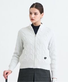 23区GOLF / ニジュウサンンクゴルフ ニット・セーター | 【WOMEN】ラメケーブルジップアップカーディガン　防風裏地付き