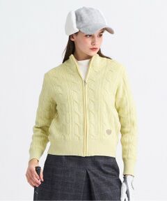 23区GOLF / ニジュウサンンクゴルフ ニット・セーター | 【WOMEN】ラメケーブルジップアップカーディガン　防風裏地付き