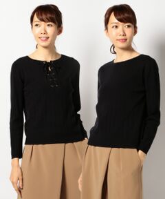 【2WAY】VIS／WOストレッチ レースアップニット