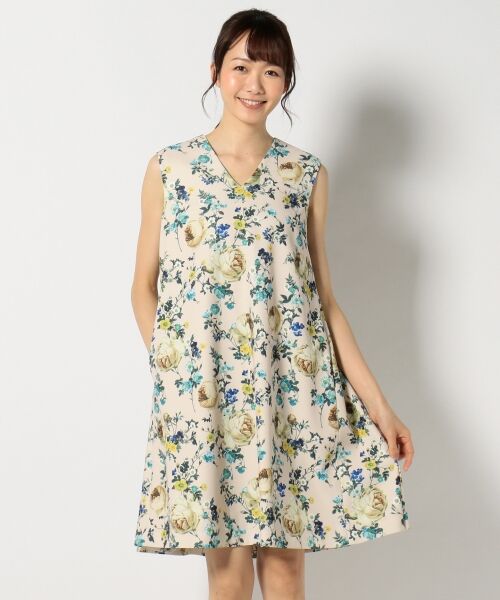 【Vingt-trois Flicka】Flower Print dress ワンピース