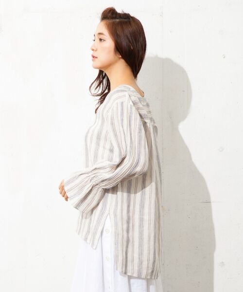 セール】 【洗える！】LIBECO LINEN Ｖネック ブラウス （シャツ 