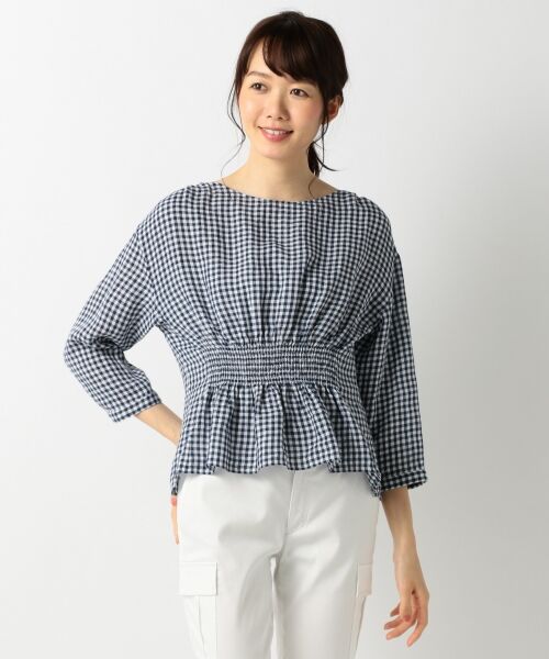 【洗える】LIBECO LINEN シャーリング ブラウス