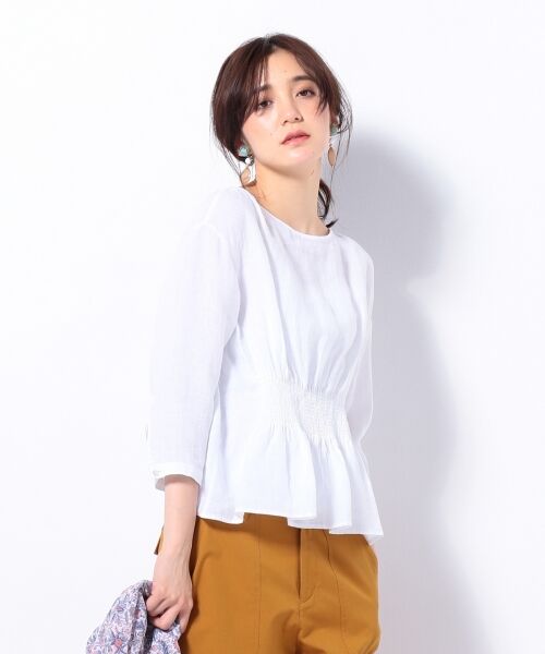 【洗える】LIBECO LINEN シャーリング ブラウス