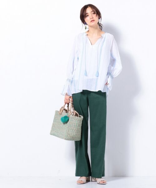 セール】 【一部店舗限定カラーあり】LIBECO LINEN タッセル ブラウス