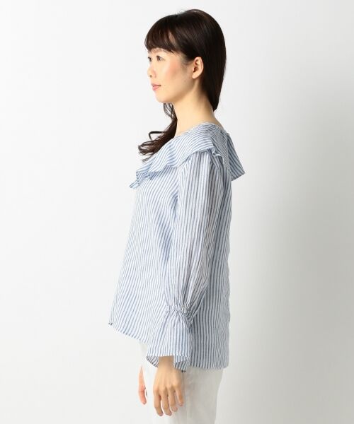 【一部店舗限定カラーあり】LIBECO LINEN ラッフルドカラー ブラウス