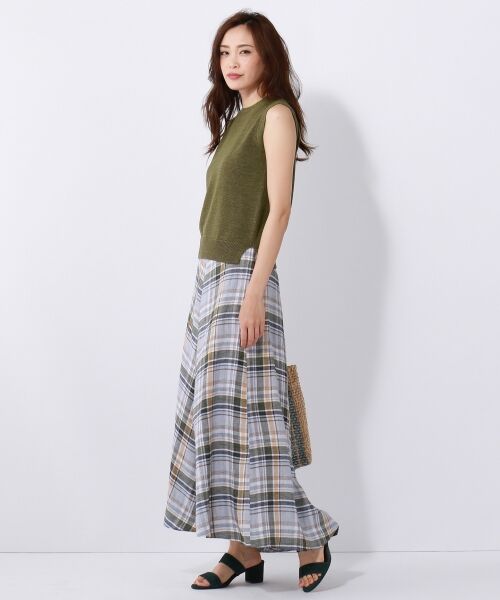 セール】 【洗える】LIBECO HERRINGBONE PLAID フレアスカート （ミニ ...