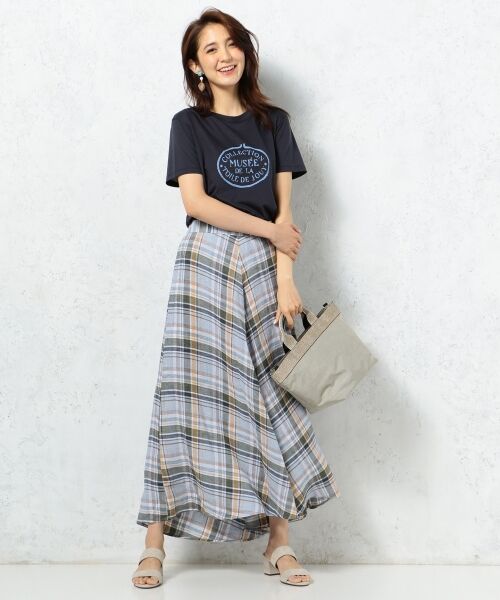 【洗える】LIBECO HERRINGBONE PLAID フレアスカート