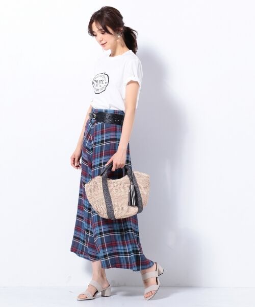 【洗える】LIBECO HERRINGBONE PLAID フレアスカート