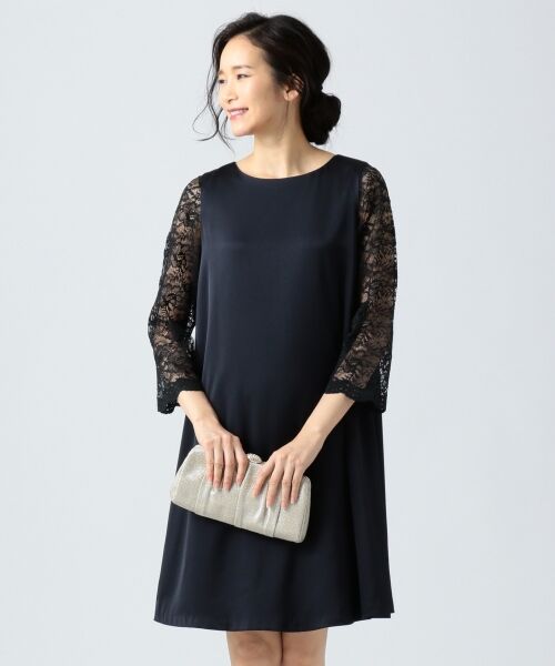セール レーススリーブサテン ワンピース ドレス 23区 ニジュウサンク ファッション通販 タカシマヤファッションスクエア