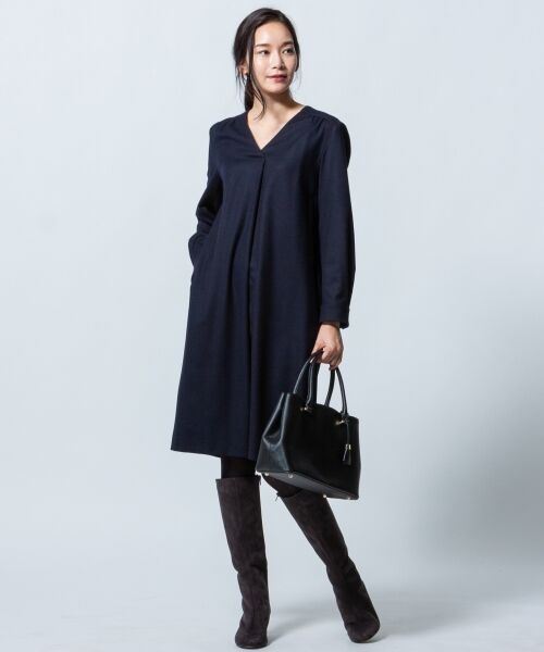 セール ウールサキソニーストレッチ ワンピース ミニ丈 ひざ丈ワンピース 23区 ニジュウサンク ファッション通販 タカシマヤファッションスクエア